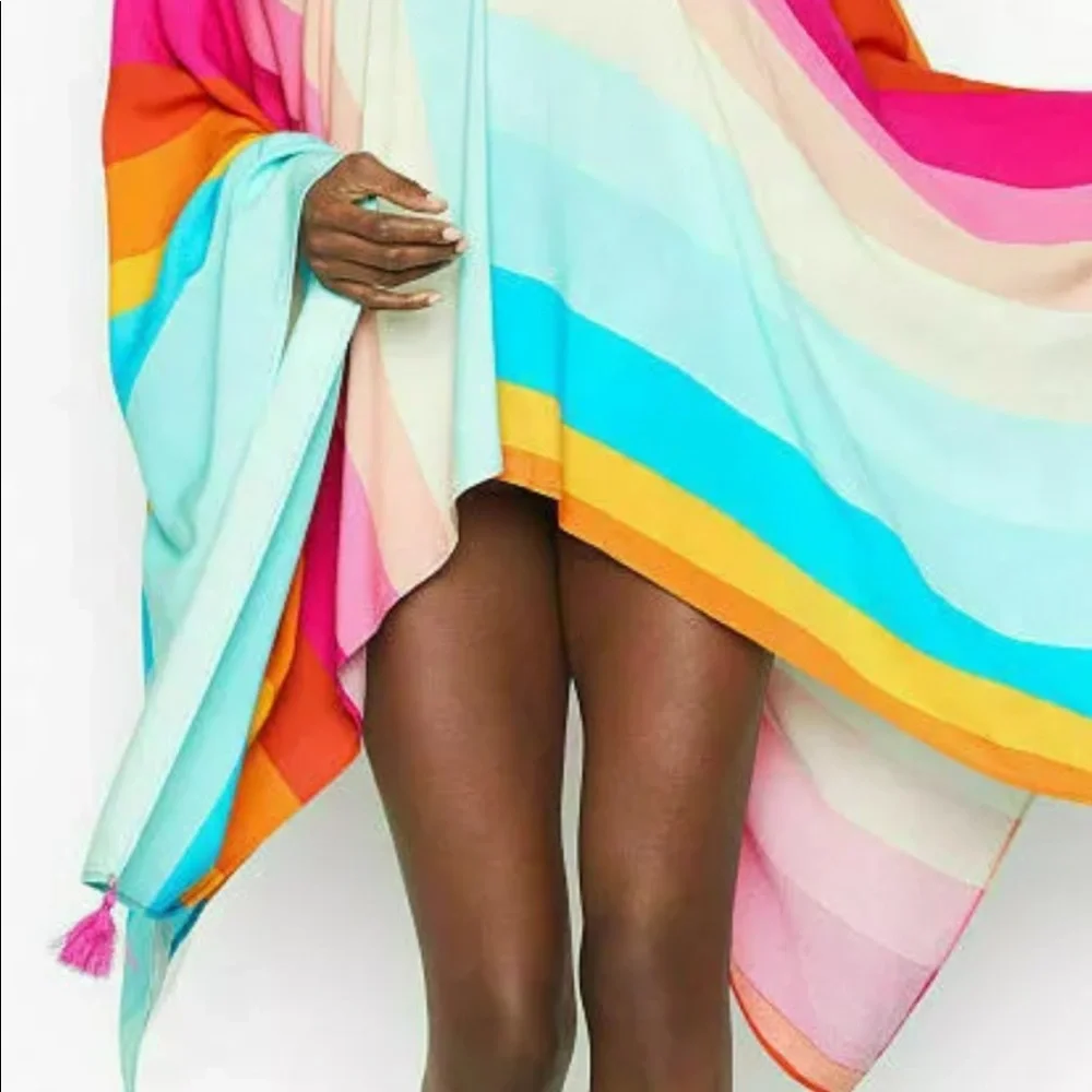 NWT Trina Turk Rainbow Stripe Coverup Caftan 25th Anniversary Ed One Size - Picture 1 of 2